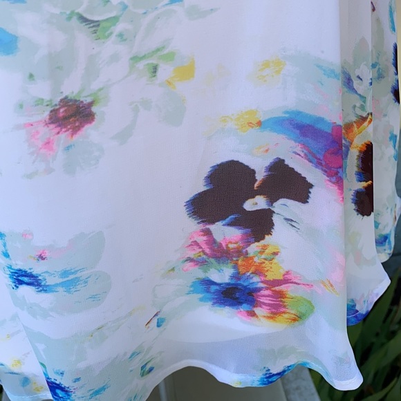 Decree JCP Watercolor Floral Cropped Chiffon Blouse Tank Top Shirt 👚 - Picture 8 of 10
